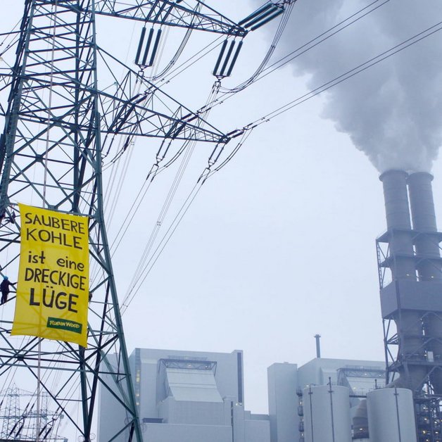 Aktion gegen das Kohlekraftwerk Moorburg.